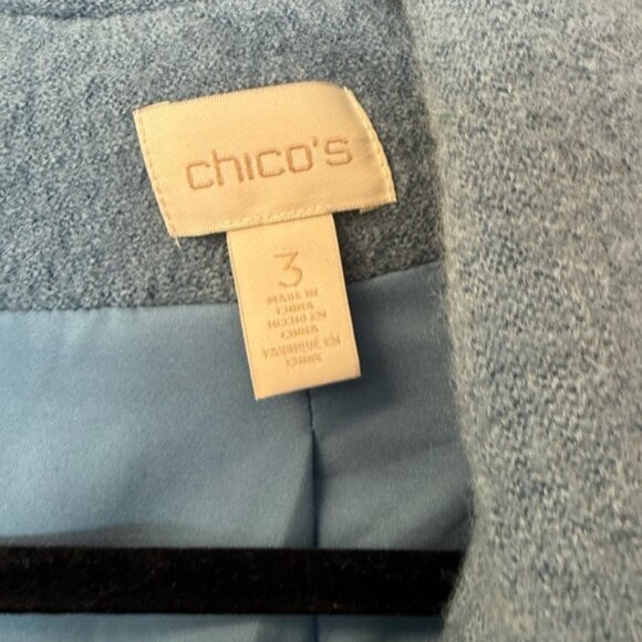 CHICO'S‎ Wool  Women Size 3 (XL) Moto Jacket Zip Up blue - Picture 3 of 8